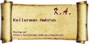 Kellerman Ambrus névjegykártya